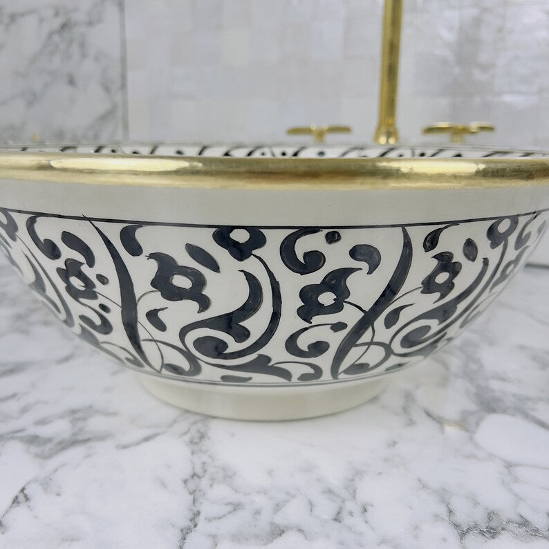 Moroccan Sink with brass rim #54B