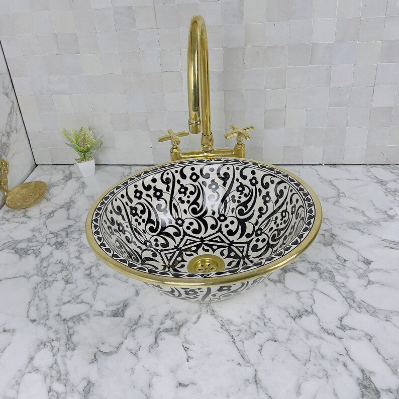 Moroccan Sink with brass rim #54B