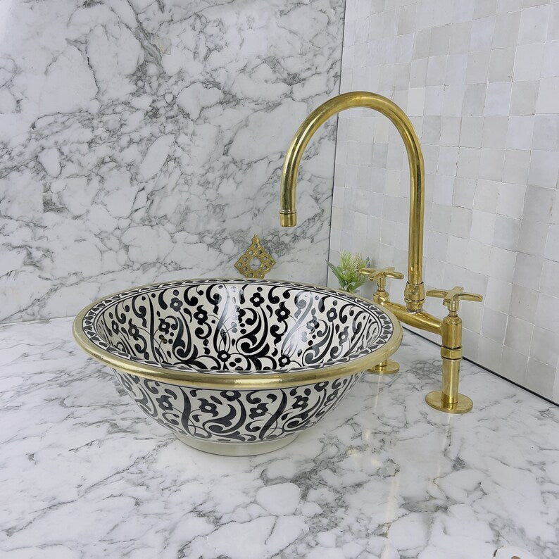 Moroccan Sink with brass rim #54B