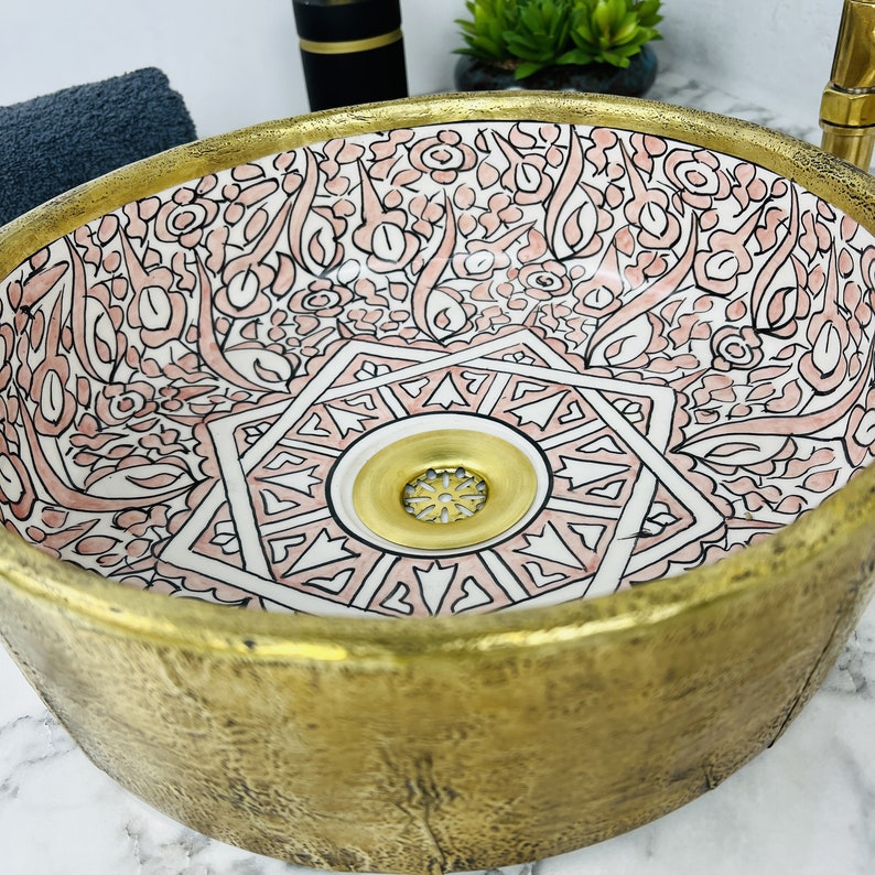 Moroccan Sink with brass rim #55A