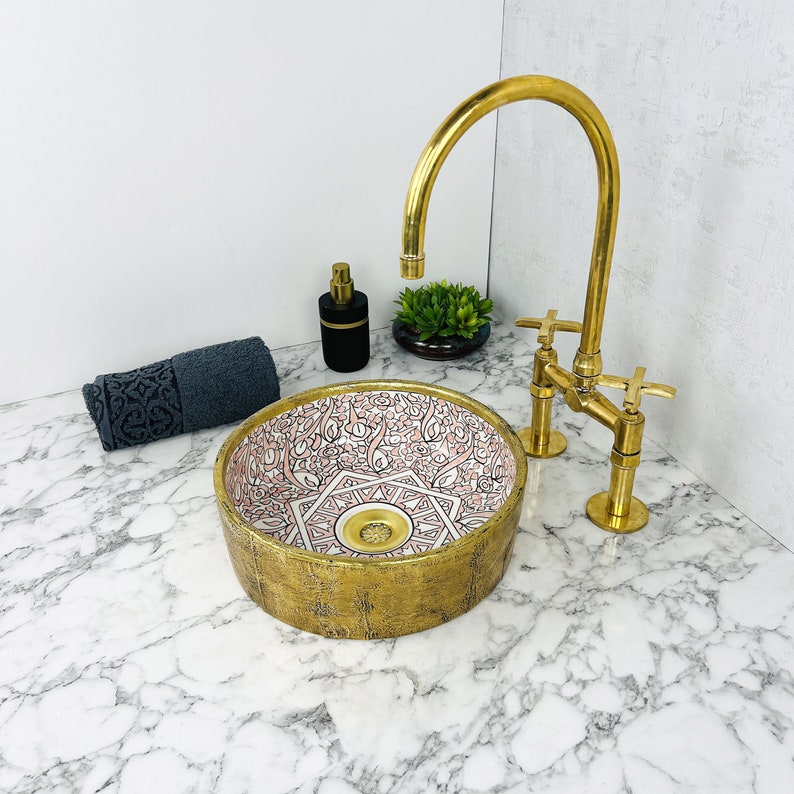 Moroccan Sink with brass rim #55A