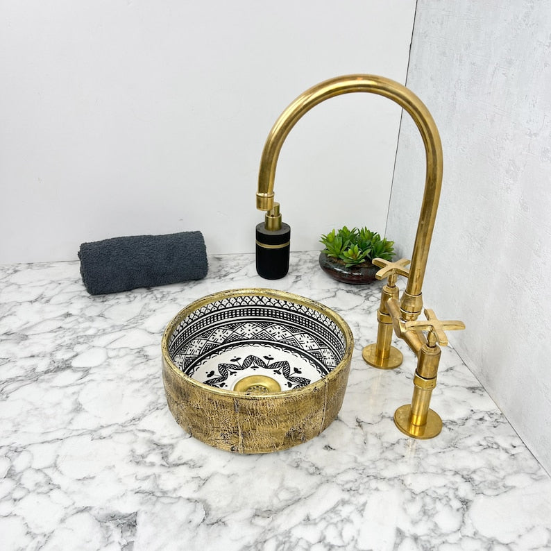 Moroccan Sink with brass rim #55C