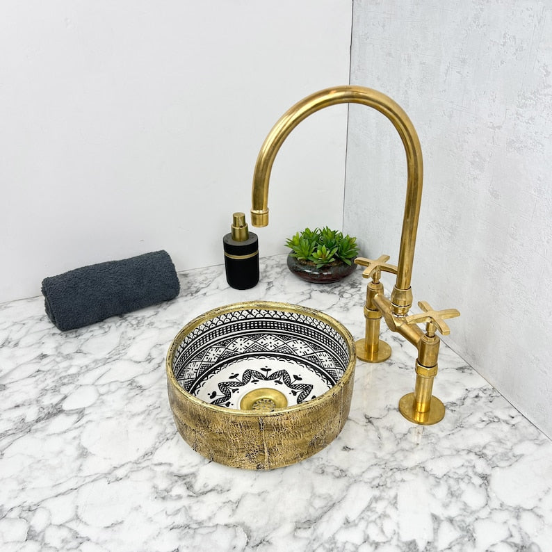 Moroccan Sink with brass rim #55C
