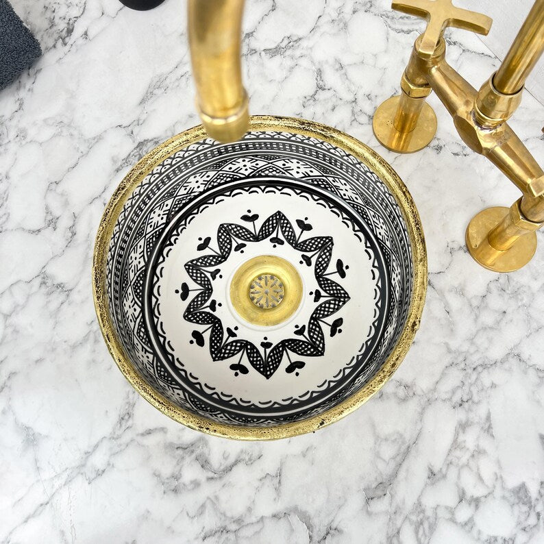 Moroccan Sink with brass rim #55C