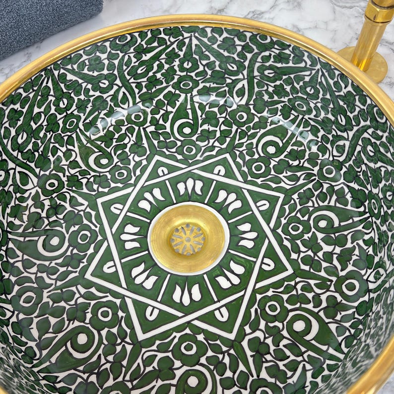 Royal Moroccan Sink - 14k golden rim #53P
