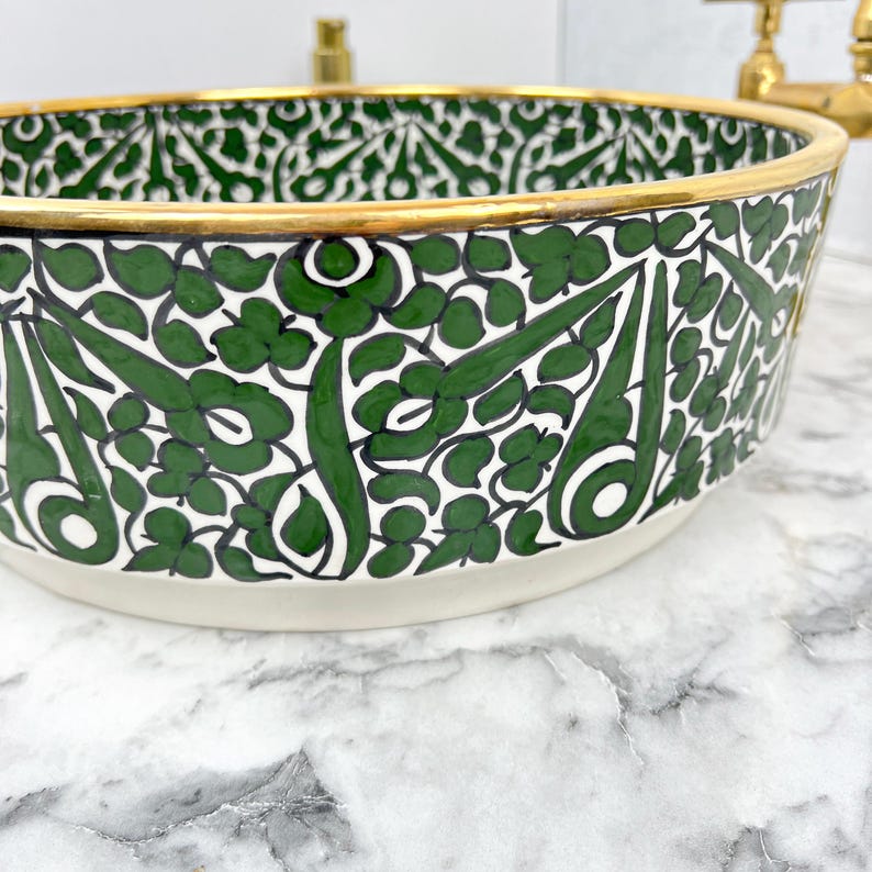 Royal Moroccan Sink - 14k golden rim #53P