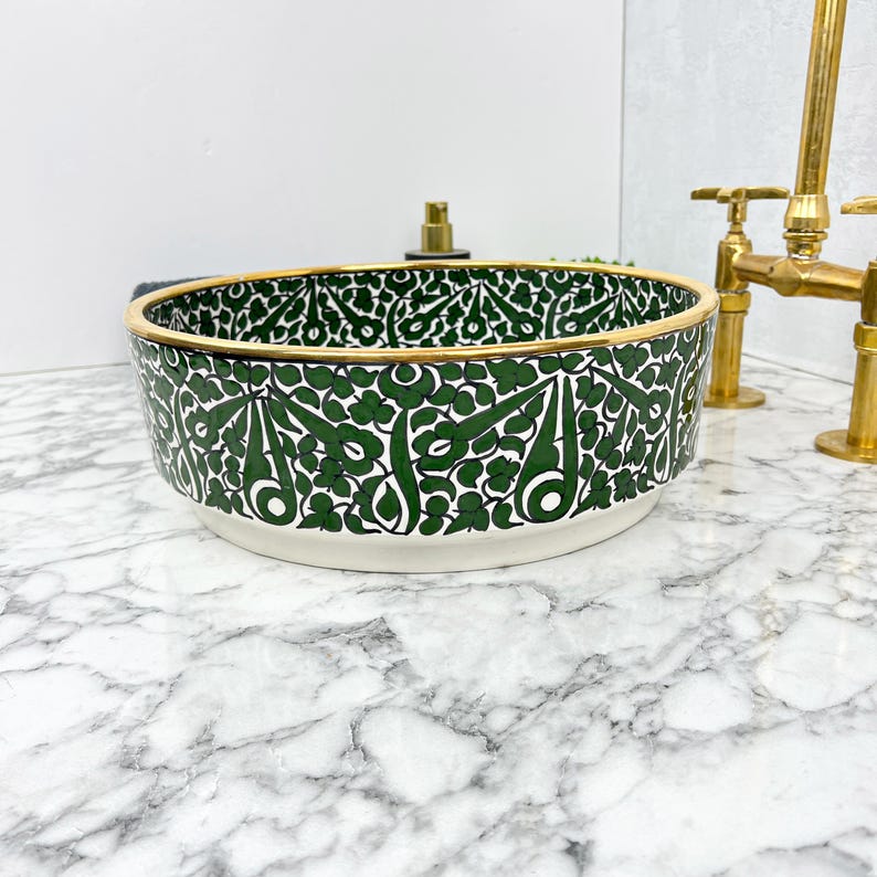 Royal Moroccan Sink - 14k golden rim #53P