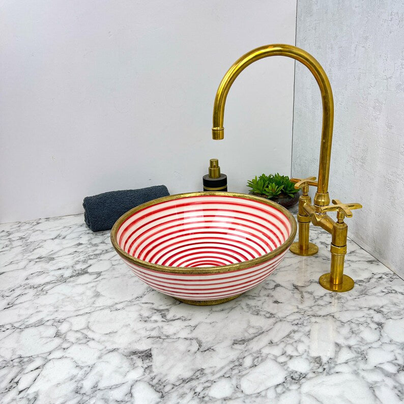 Moroccan Sink with brass rim #149