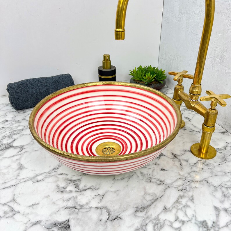 Moroccan Sink with brass rim #149