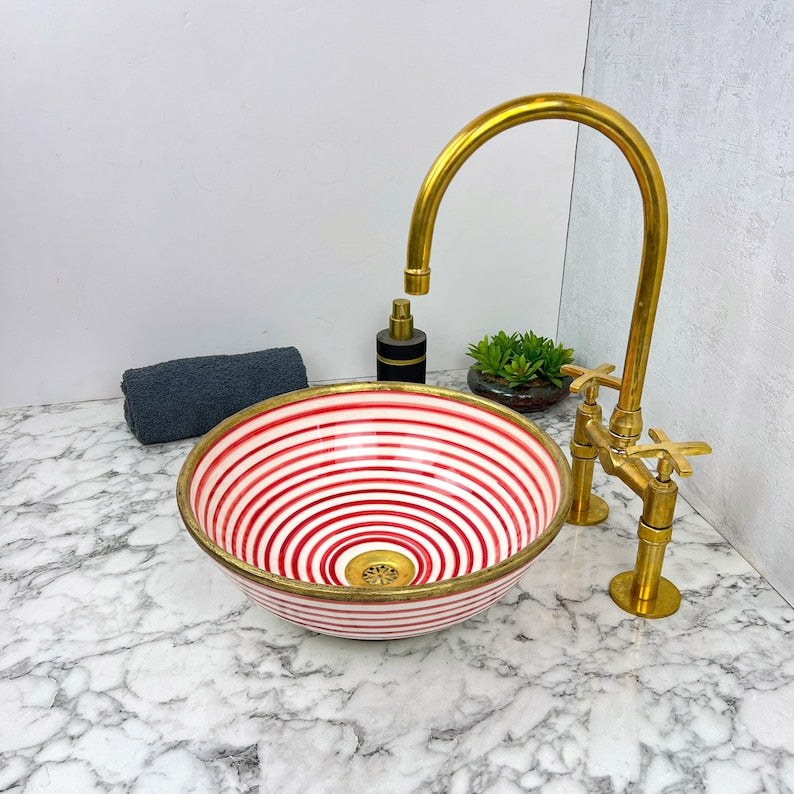 Moroccan Sink with brass rim #149