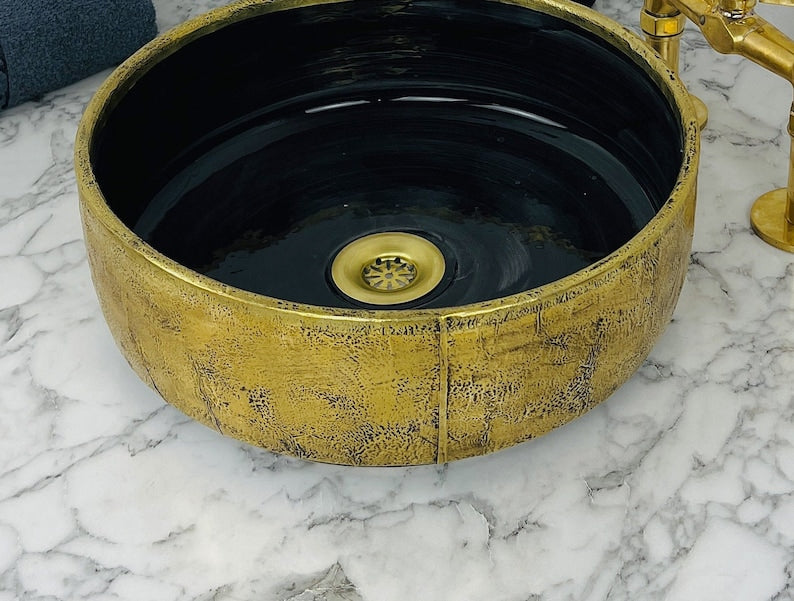Marokkanisches Waschbecken mit Messingumrandung #150