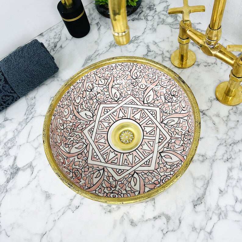 Moroccan Sink with brass rim #151