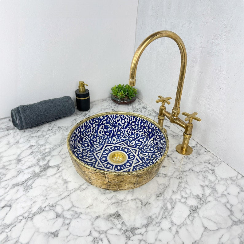 Moroccan Sink with brass rim #152