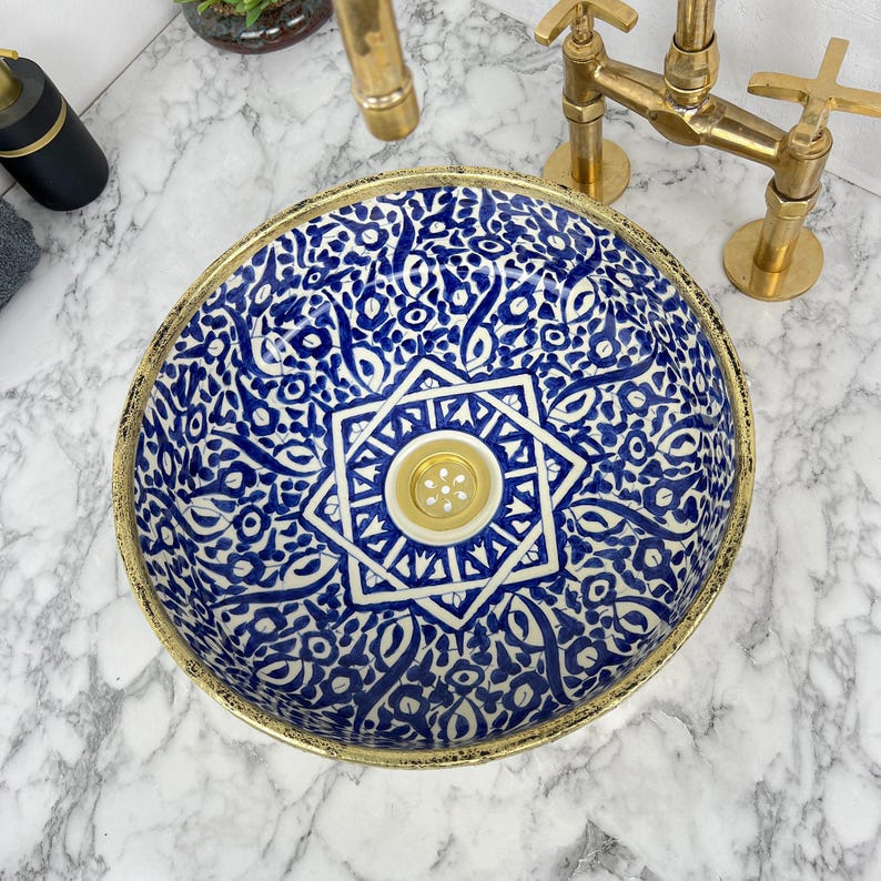 Moroccan Sink with brass rim #152