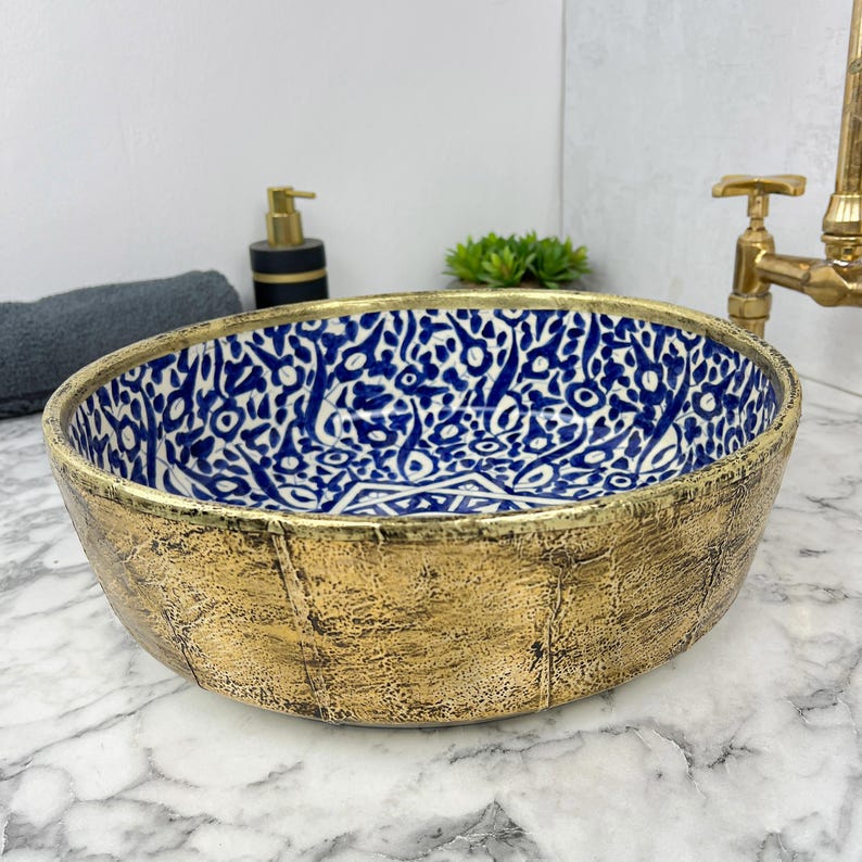 Moroccan Sink with brass rim #152