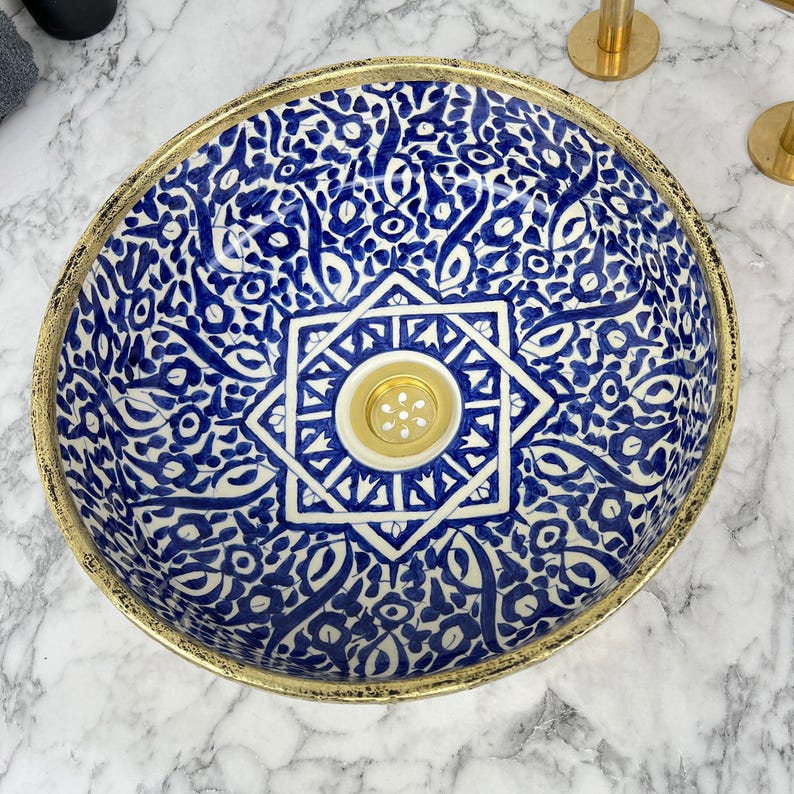 Moroccan Sink with brass rim #152