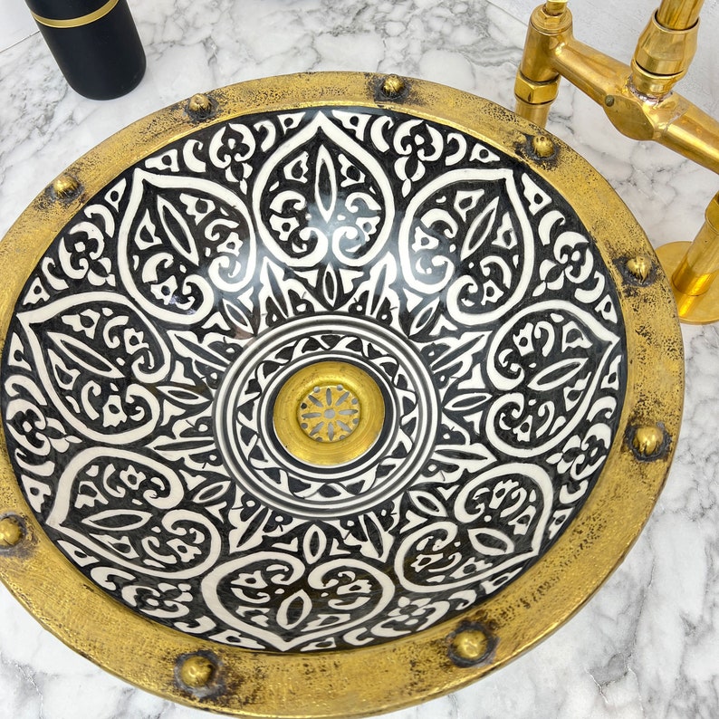 Moroccan Sink with brass rim #155