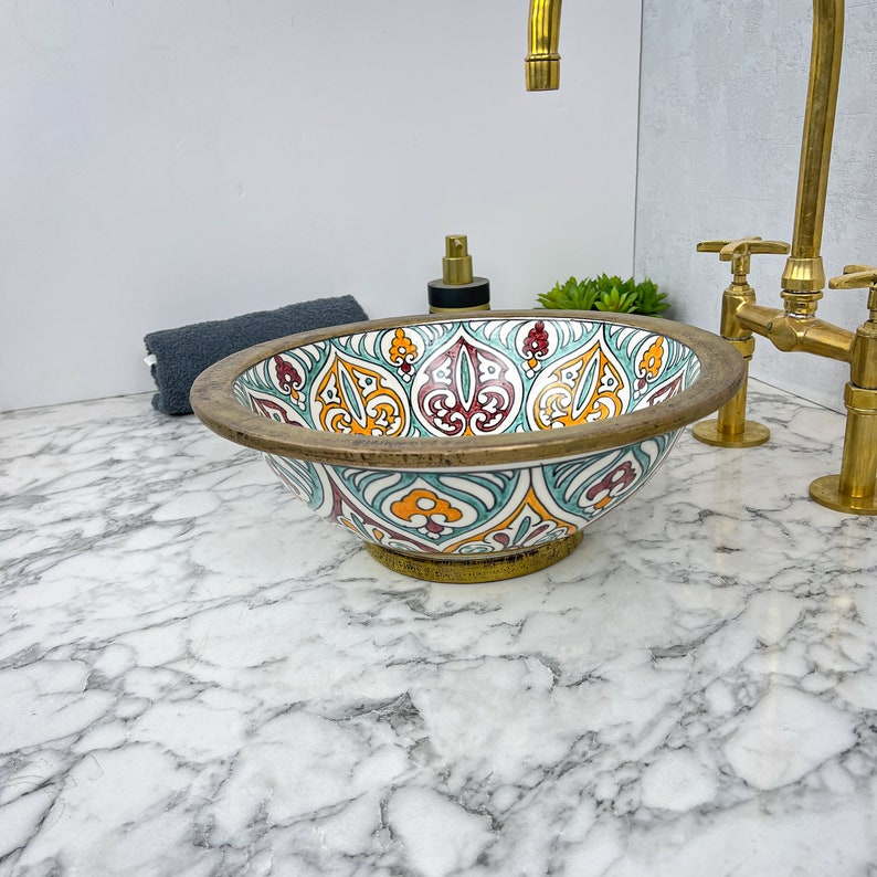 Moroccan Sink with brass rim #154