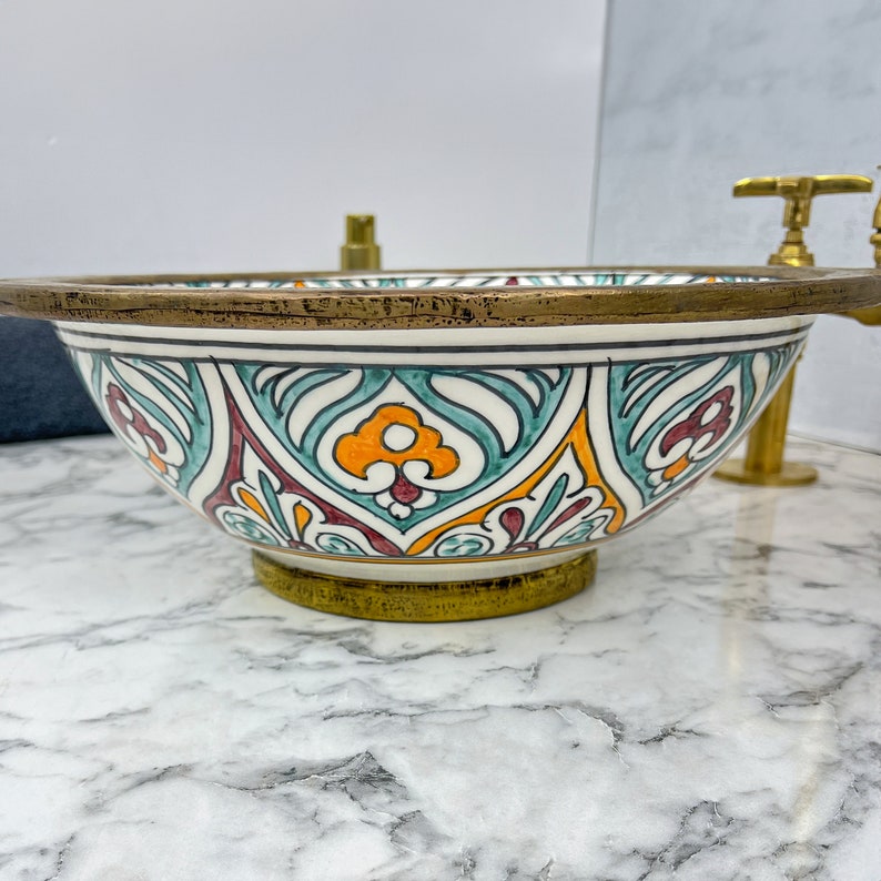 Moroccan Sink with brass rim #154