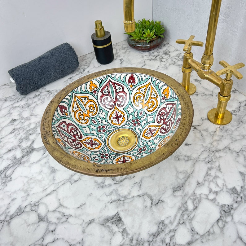 Moroccan Sink with brass rim #154