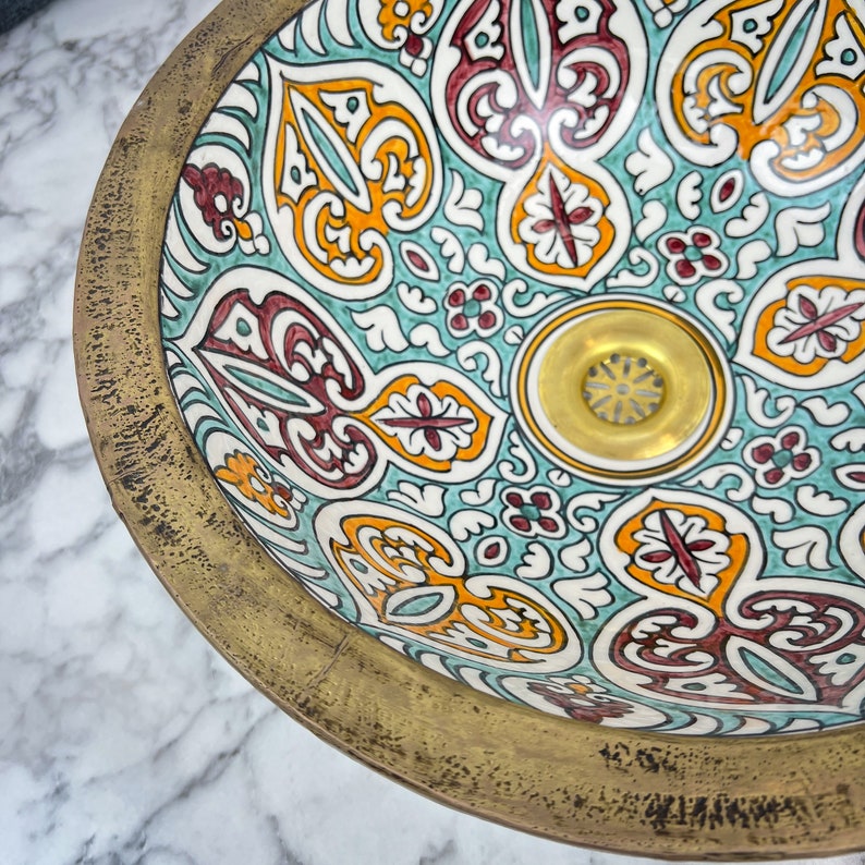 Moroccan Sink with brass rim #154