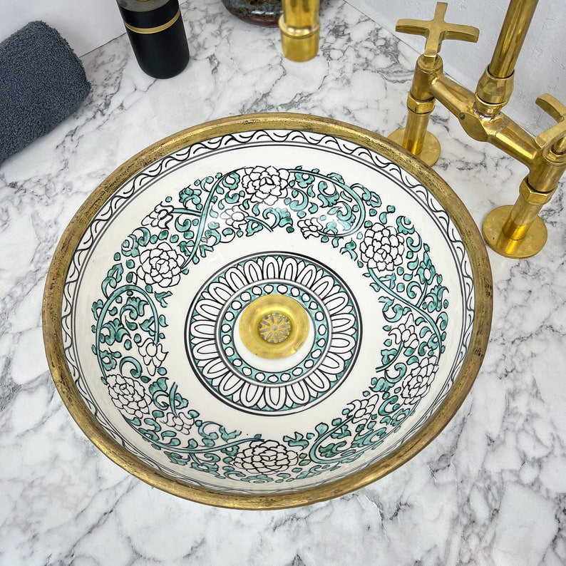 Moroccan Sink with brass rim #156