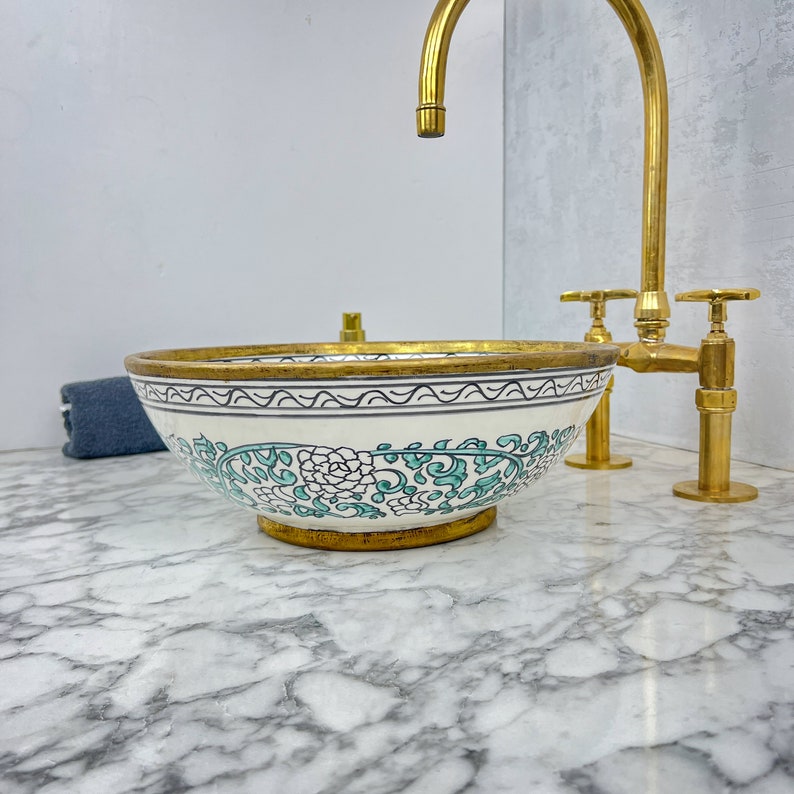 Moroccan Sink with brass rim #156