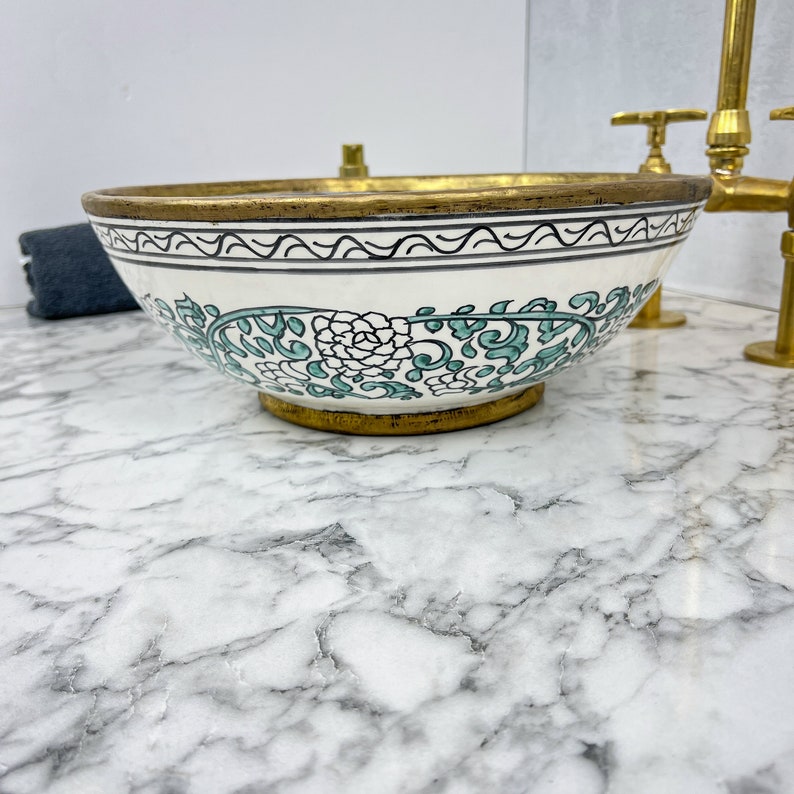 Moroccan Sink with brass rim #156
