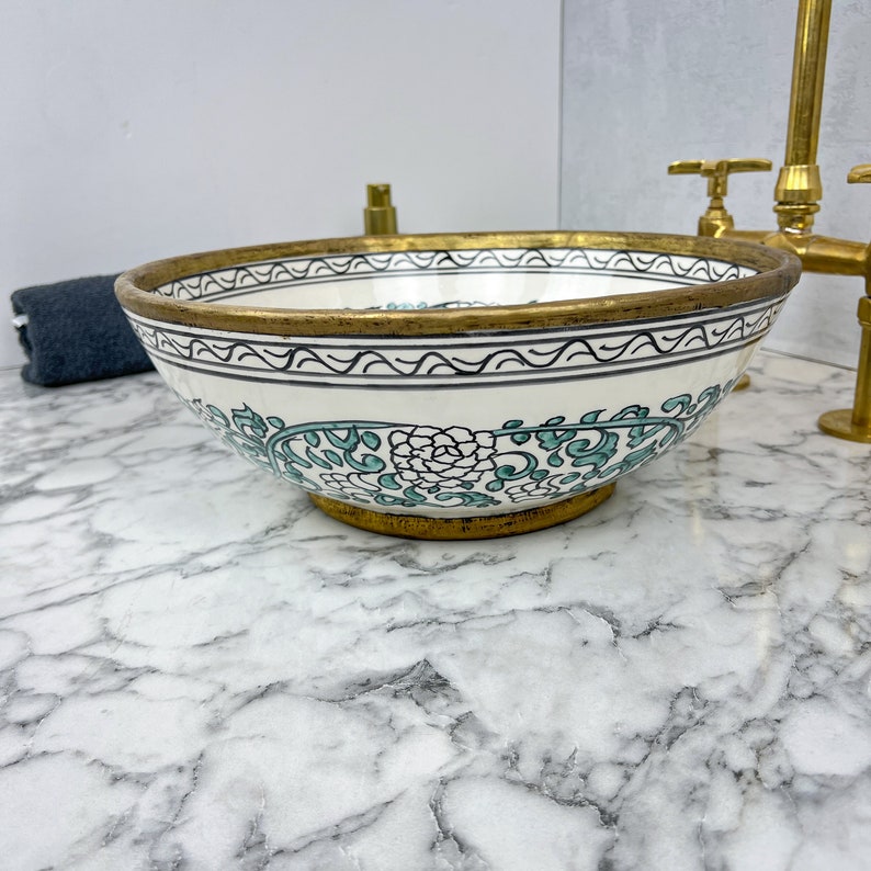 Moroccan Sink with brass rim #156