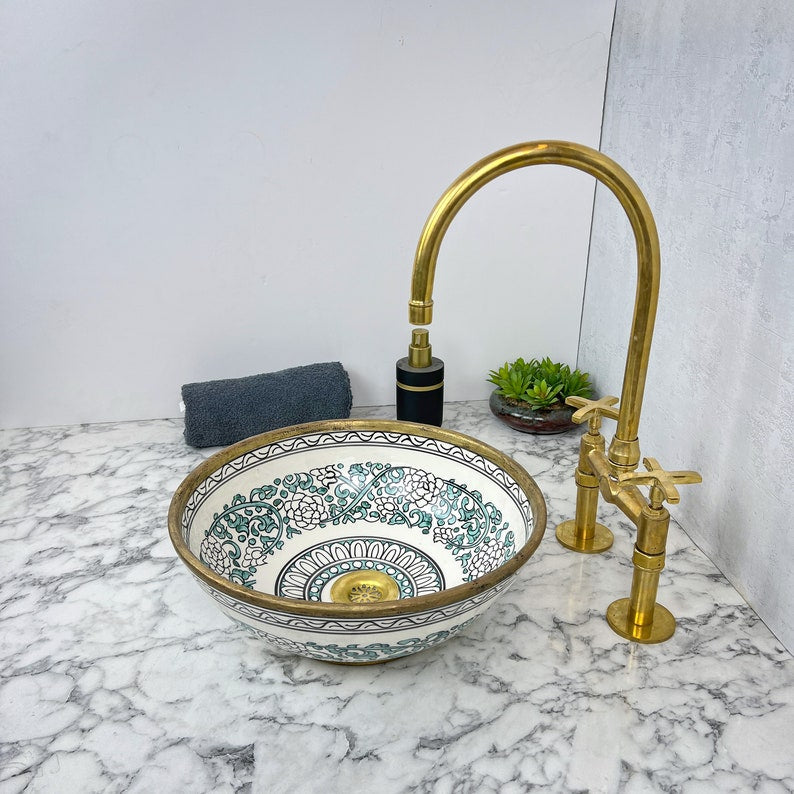 Moroccan Sink with brass rim #156