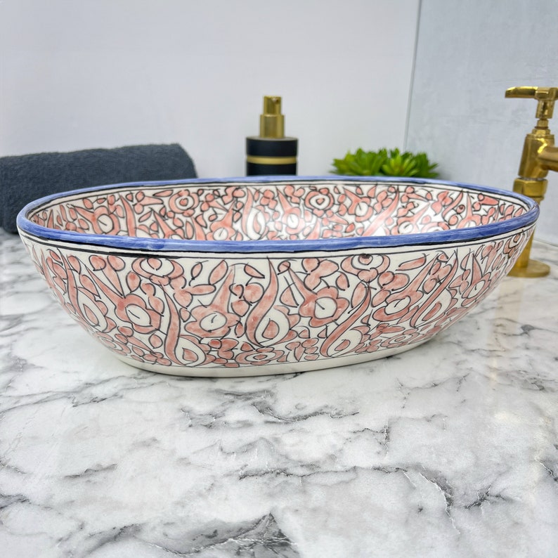 Marokkanisches ovales Keramikwaschbecken im orientalischen Stil #201