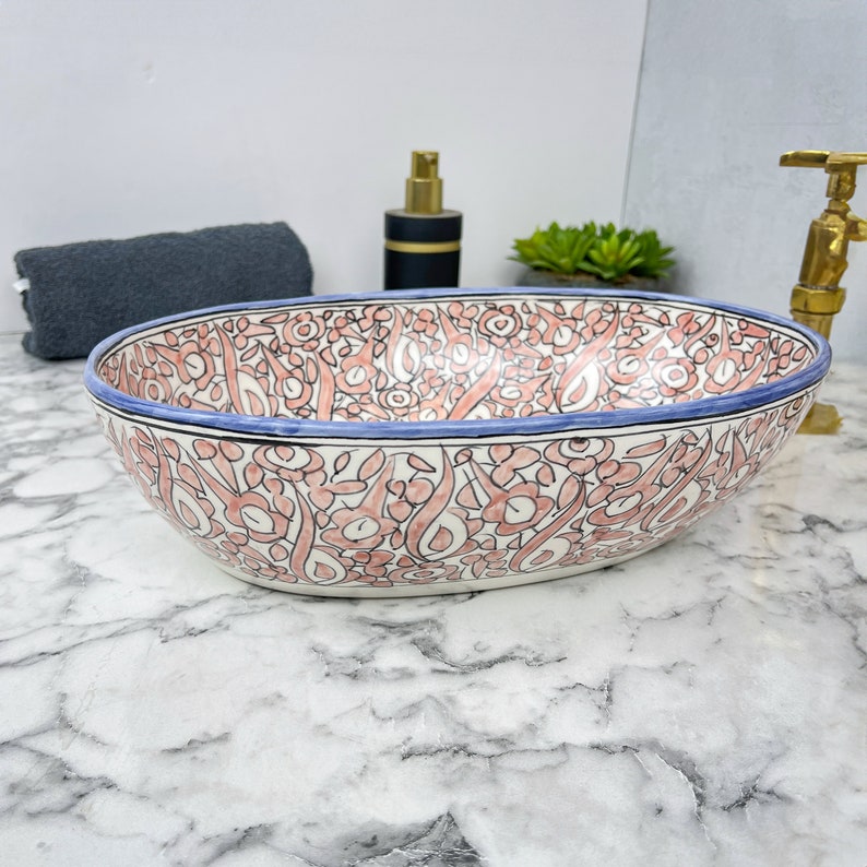 Marokkanisches ovales Keramikwaschbecken im orientalischen Stil #201