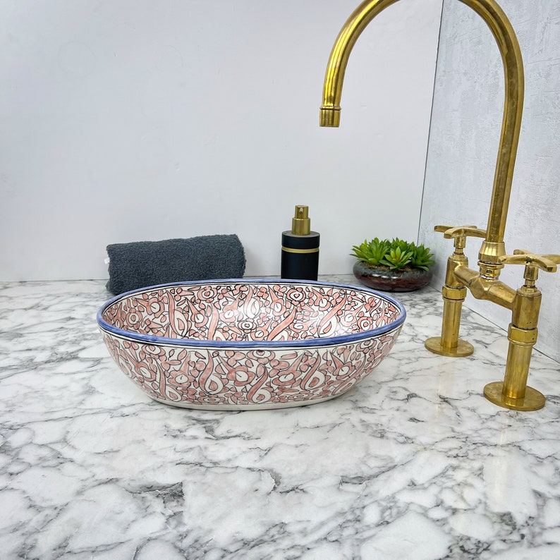 Marokkanisches ovales Keramikwaschbecken im orientalischen Stil #201