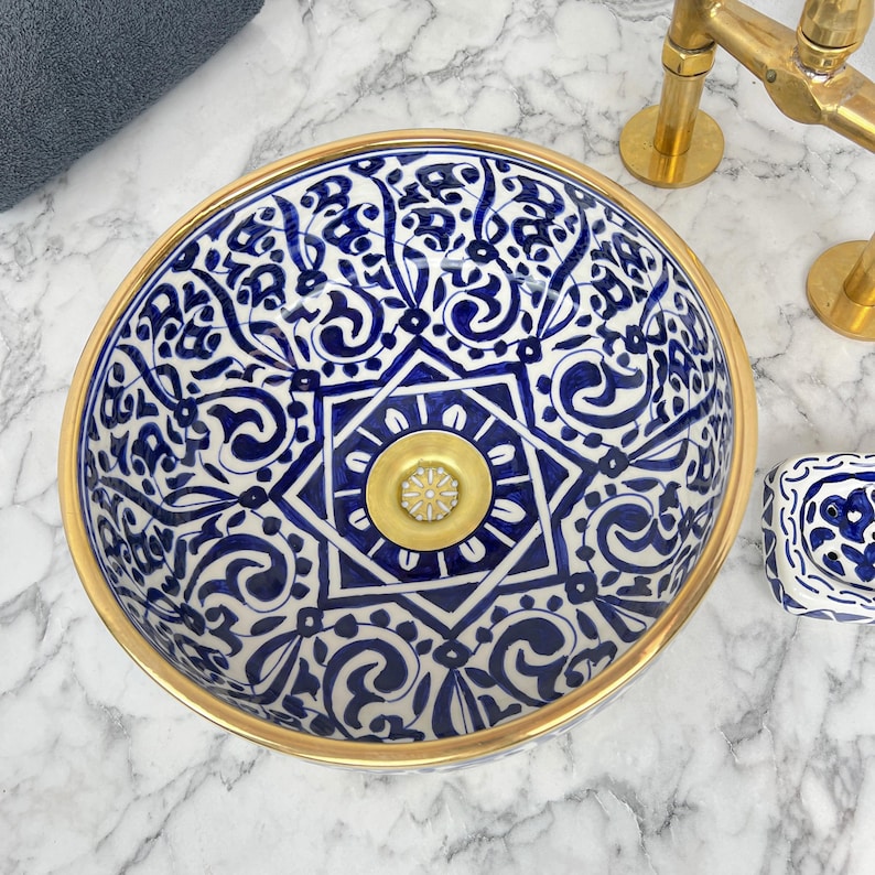 Vasque Marocaine Royale - Rebord doré 14k carats #53