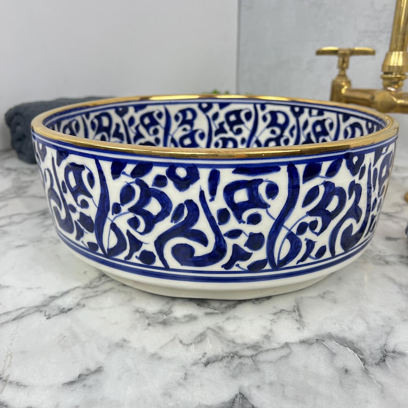 Vasque Marocaine Royale - Rebord doré 14k carats #53