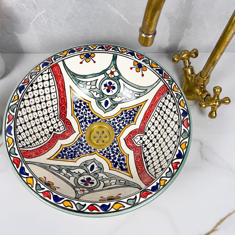 Marokkanisches Keramikwaschbecken im orientalischen Stil #288