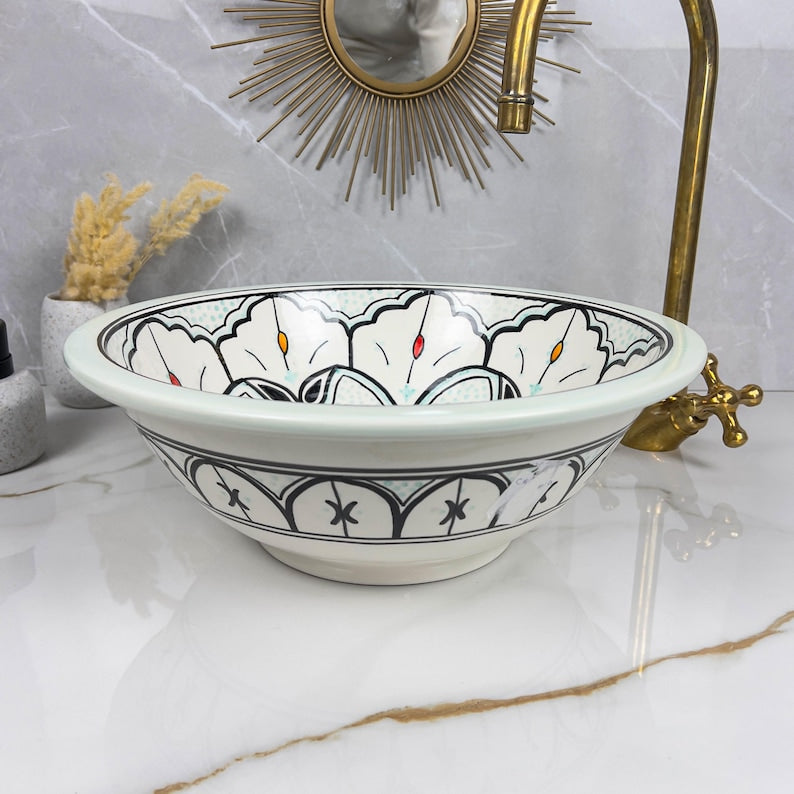 Marokkanisches Keramikwaschbecken im orientalischen Stil #260