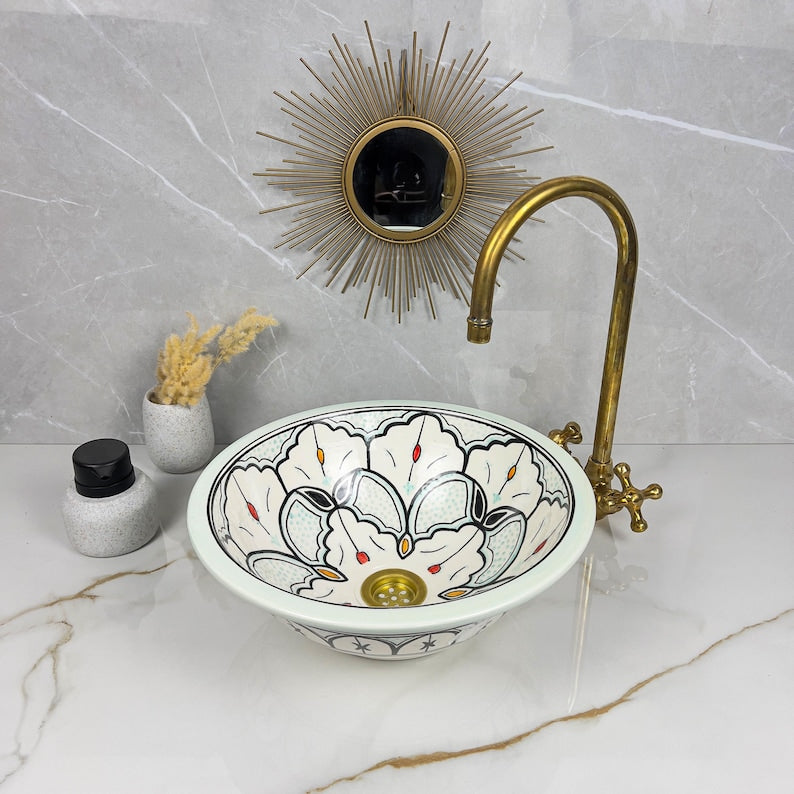Marokkanisches Keramikwaschbecken im orientalischen Stil #260