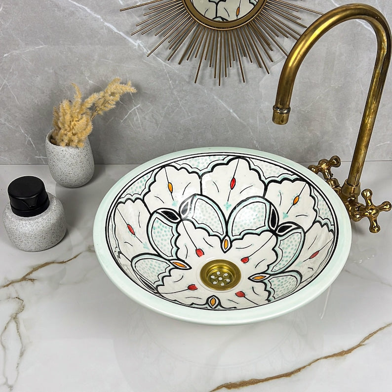 Marokkanisches Keramikwaschbecken im orientalischen Stil #260