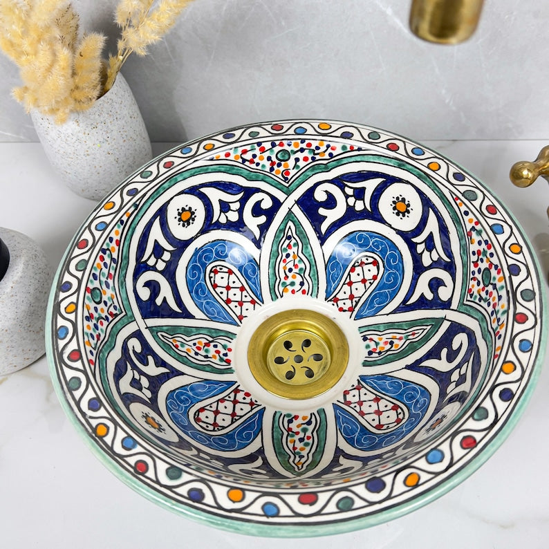 Marokkanisches Keramikwaschbecken im orientalischen Stil #264