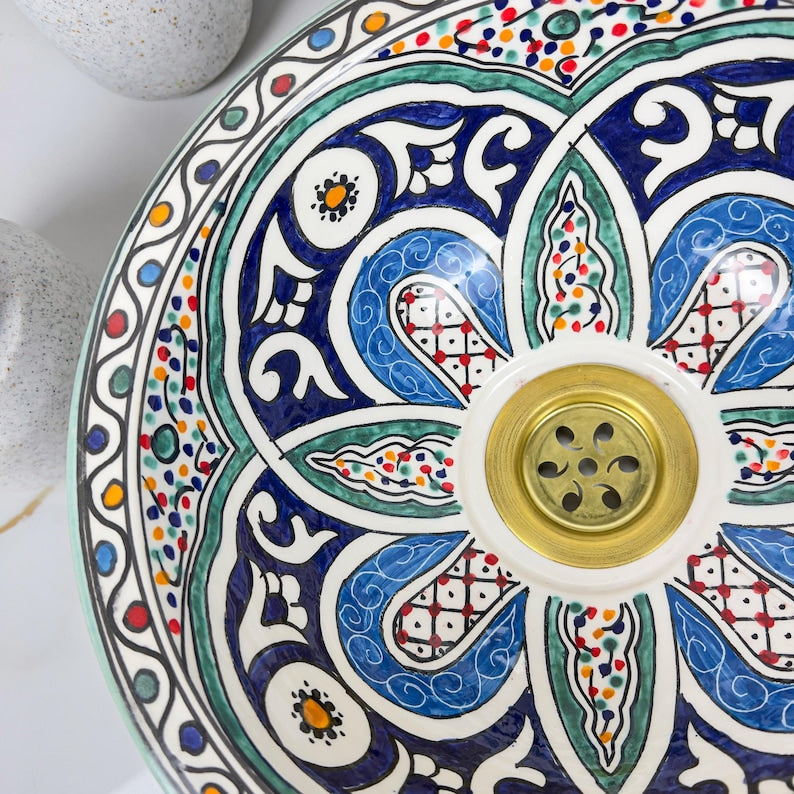 Marokkanisches Keramikwaschbecken im orientalischen Stil #264