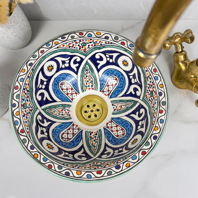 Marokkanisches Keramikwaschbecken im orientalischen Stil #264
