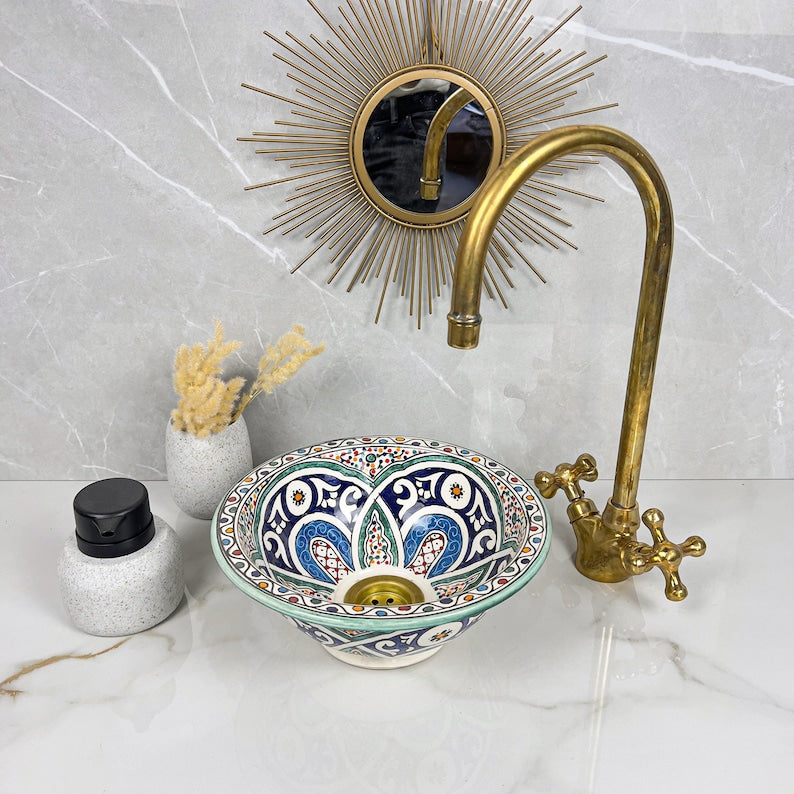 Marokkanisches Keramikwaschbecken im orientalischen Stil #264