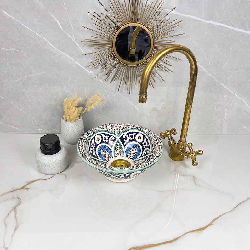 Marokkanisches Keramikwaschbecken im orientalischen Stil #264
