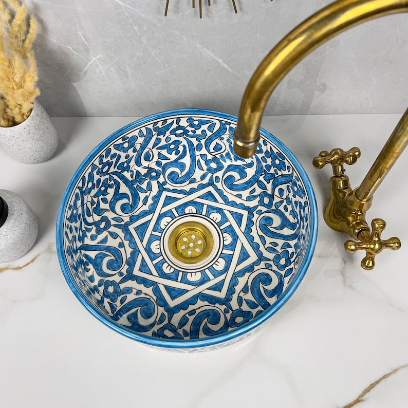 Marokkanisches Keramikwaschbecken im orientalischen Stil #294