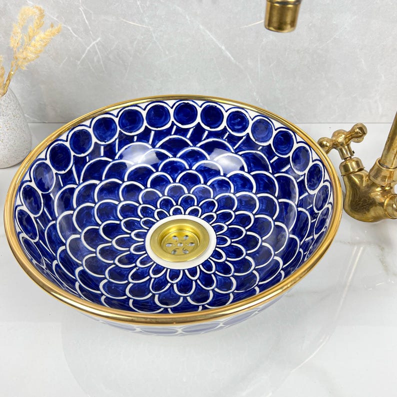 Königliches marokkanisches Becken – 14 Karat Goldrand Nr. 226