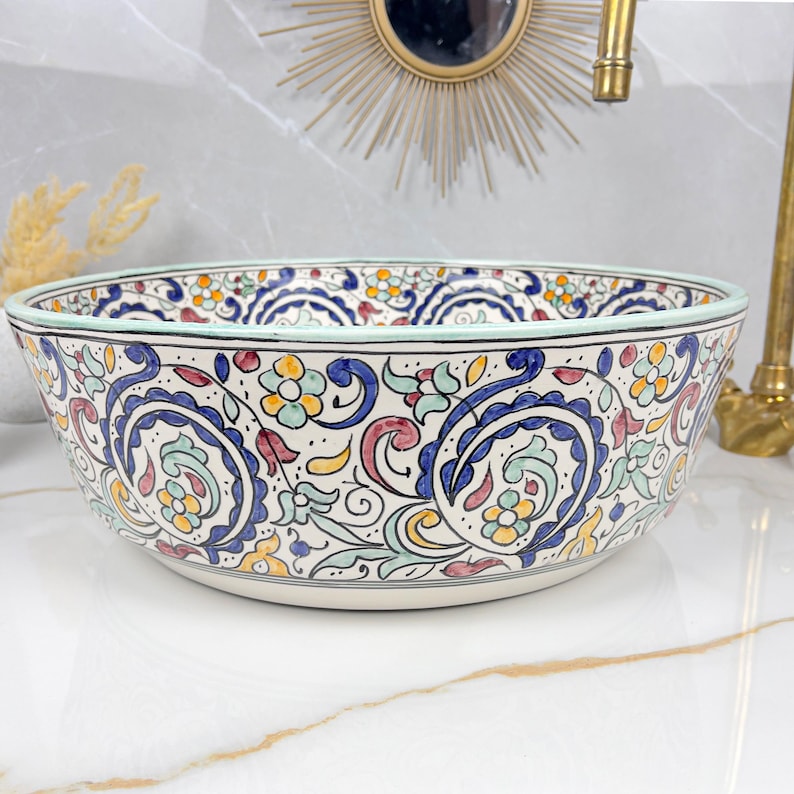 Marokkanisches Keramikwaschbecken im orientalischen Stil #267