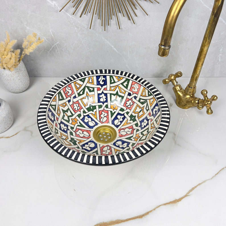 Marokkanisches Keramikwaschbecken im orientalischen Stil #253