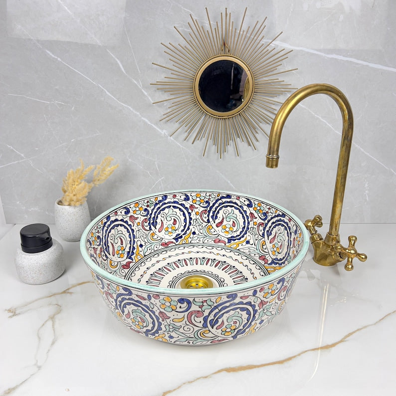 Marokkanisches Keramikwaschbecken im orientalischen Stil #267