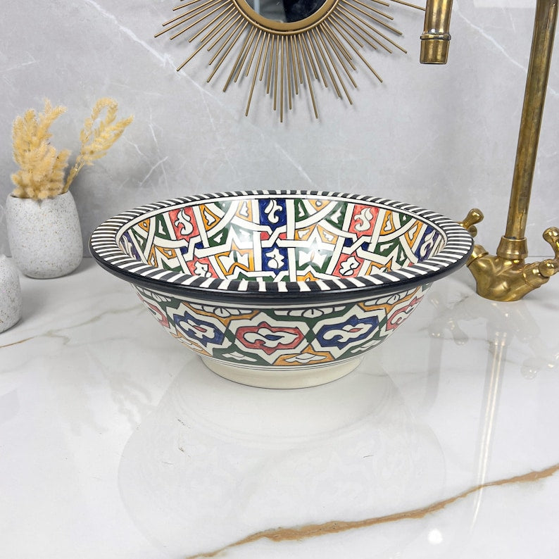 Marokkanisches Keramikwaschbecken im orientalischen Stil #253